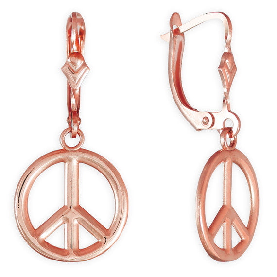 Solid Gold Peace Symbol Earrings (Available in Yellow/Rose/White Gold)