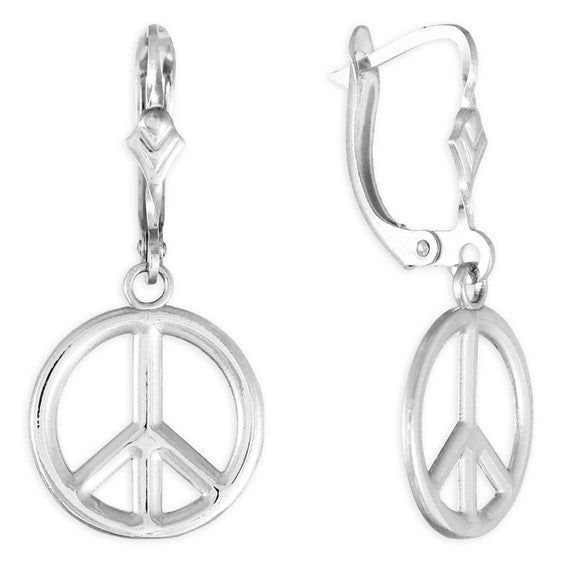 Solid Gold Peace Symbol Earrings (Available in Yellow/Rose/White Gold)