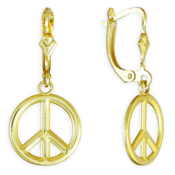 Solid Gold Peace Symbol Earrings (Available in Yellow/Rose/White Gold)