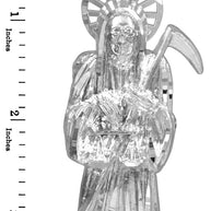 Silver Santa Muerte Grim Reaper Large Pendant