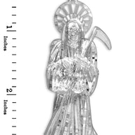 White Gold Santa Muerte (Grim Reaper) Pendant Large