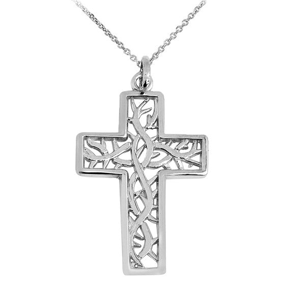 White Gold Celtic Trinity Cross Pendant Necklace (Copy)