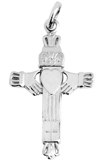 Cross With Claddagh White Gold