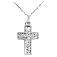 Silver Celtic Irish Trinity Cross Pendant Necklace