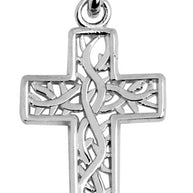 Silver Celtic Irish Trinity Cross Pendant Necklace