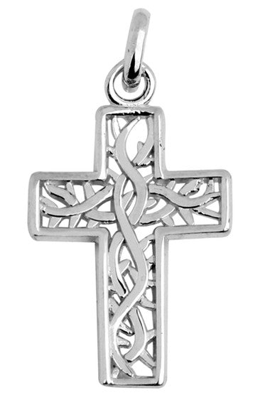 Silver Celtic Irish Trinity Cross Pendant Necklace