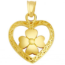 Gold Heart Clover Pendant
