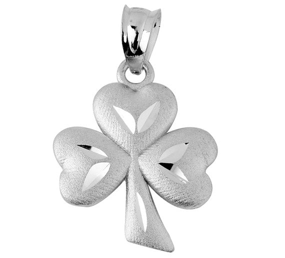 Clover Leaf Celtic White Gold Pendant