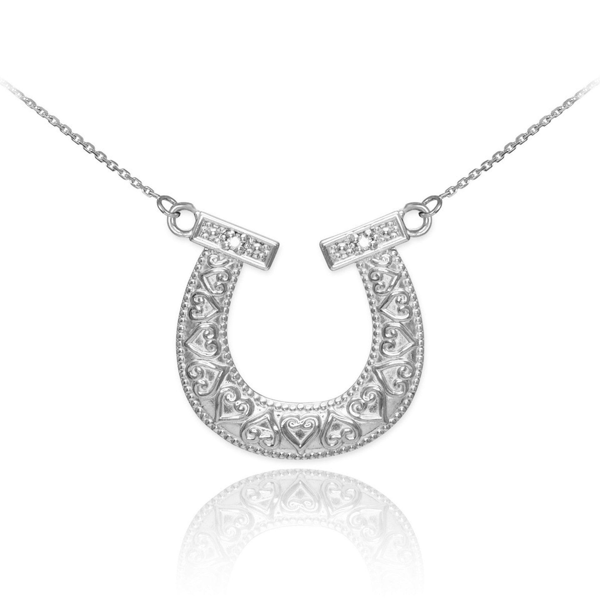 14k Two-Tone Gold Diamond Horseshoe Necklace(Available in Yellow/Rose/White Gold)