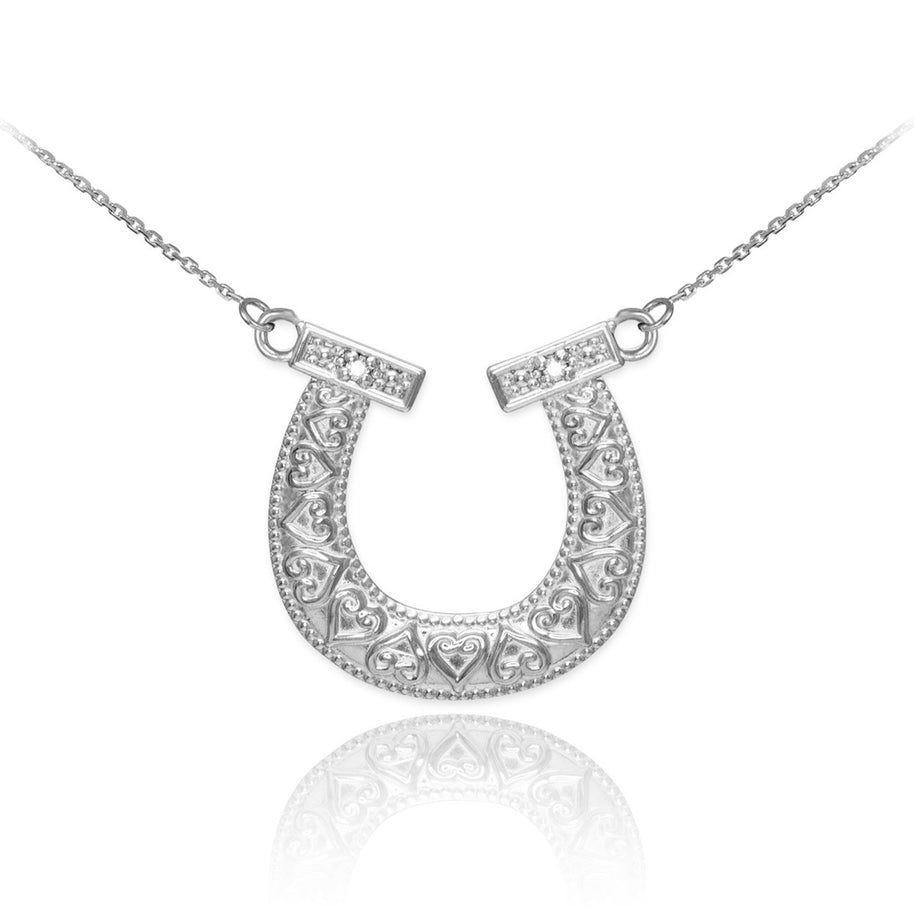 14k Two-Tone Gold Diamond Horseshoe Necklace(Available in Yellow/Rose/White Gold)