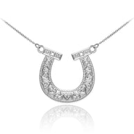 14k Two-Tone Gold Diamond Horseshoe Necklace(Available in Yellow/Rose/White Gold)