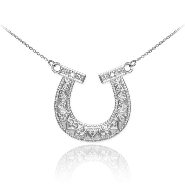 14k Two-Tone Gold Diamond Horseshoe Necklace(Available in Yellow/Rose/White Gold)