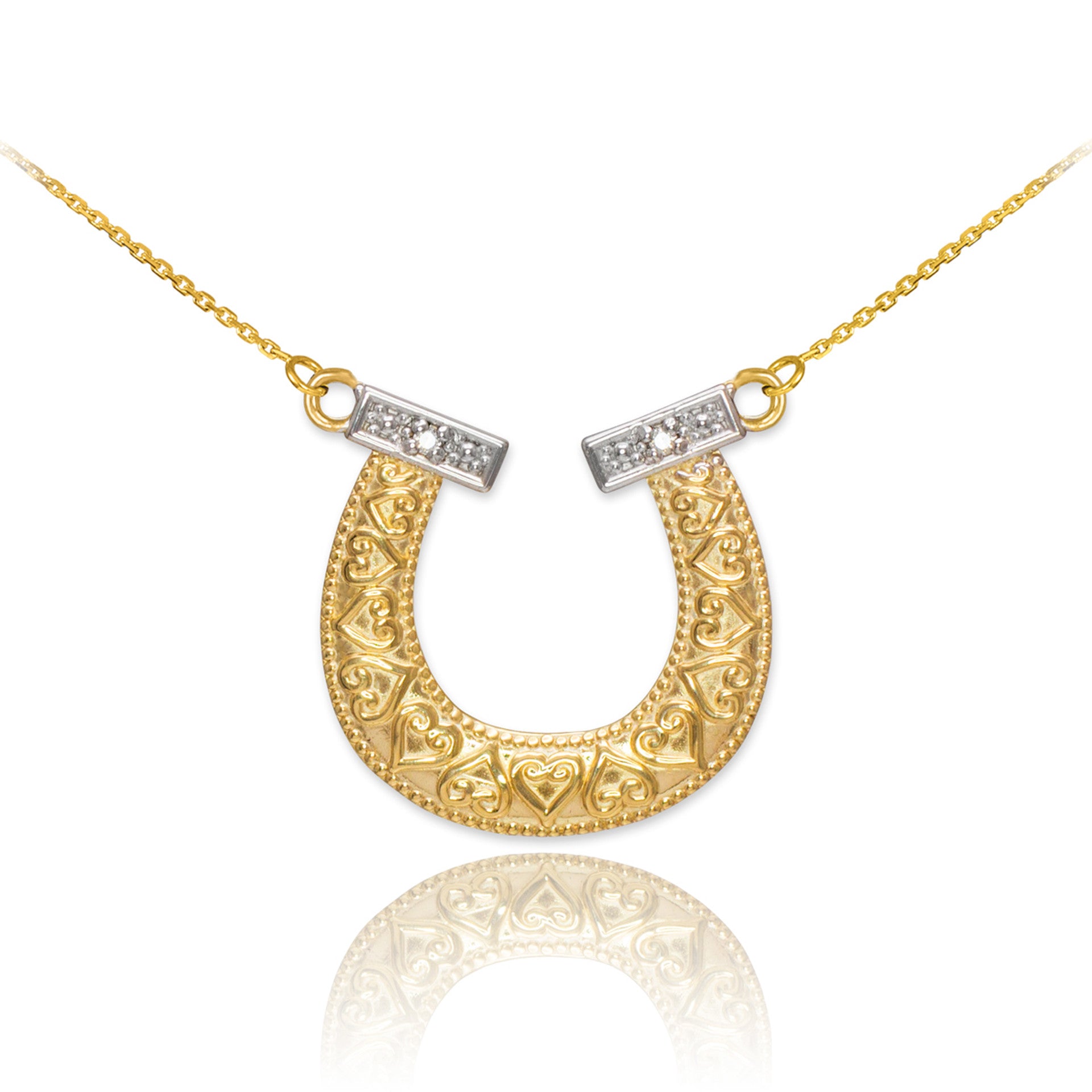14k Two-Tone Gold Diamond Horseshoe Necklace(Available in Yellow/Rose/White Gold)