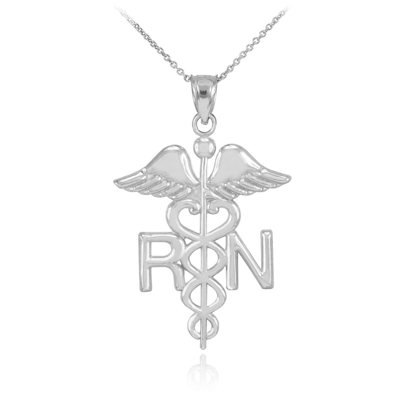 Sterling Silver Registered Nurse RN Medical Necklace