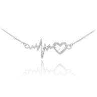 14K Gold Heartbeat Pulse EKG Pendant Necklace (Available In Yellow/Rose/White Gold)