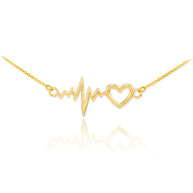14K Gold Heartbeat Necklace(Available In Yellow/Rose/White Gold)