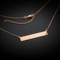 14k Gold Engravable Name Bar Necklace with Diamond (Available in Yellow/Rose/White Gold)