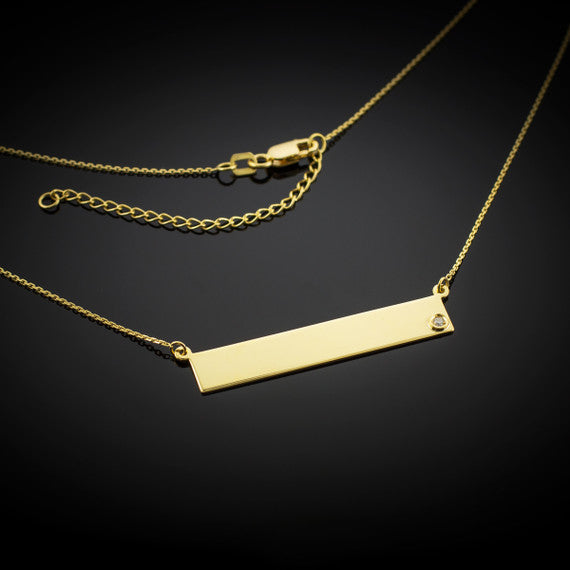 14k Gold Diamond Bar Necklace (Available in Yellow/Rose/White Gold)