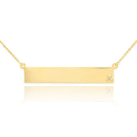 14k Gold Curved Bar Necklace with Diamonds (Available in Yellow, Rose and White) (Copy)