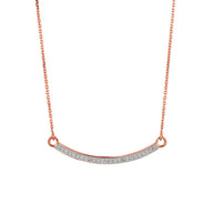 14k Gold Curved Bar Necklace with Diamonds (Available in Yellow, Rose and White)