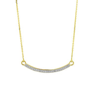 14k Gold Curved Bar Necklace with Diamonds (Available in Yellow, Rose and White)