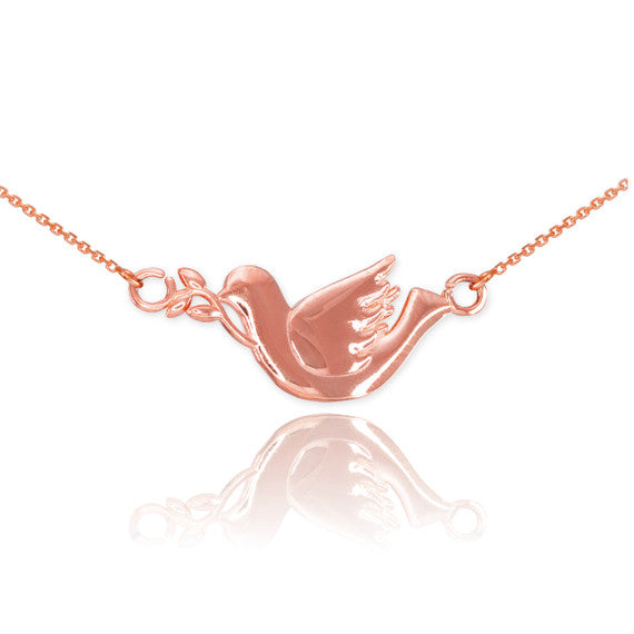 Gold 14K Dove Bird Necklace(Available In Yellow/Rose/White Gold)