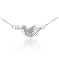 .925 Sterling Silver Dove Bird Necklace