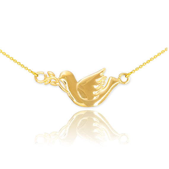 Gold 14K Dove Bird Necklace(Available In Yellow/Rose/White Gold)