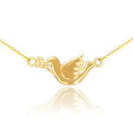 Gold 14K Dove Bird Necklace(Available In Yellow/Rose/White Gold)