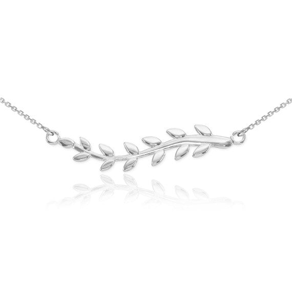 14K Gold Olive Branch Necklace(Available In Yellow/Rose/White Gold)