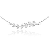 14K Gold Diamond Olive Branch Necklace(Available in Yellow/Rose/White)