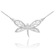 14k Gold Diamond Dragonfly Filigree Necklace(Available In Yellow/Rose/White Gold)
