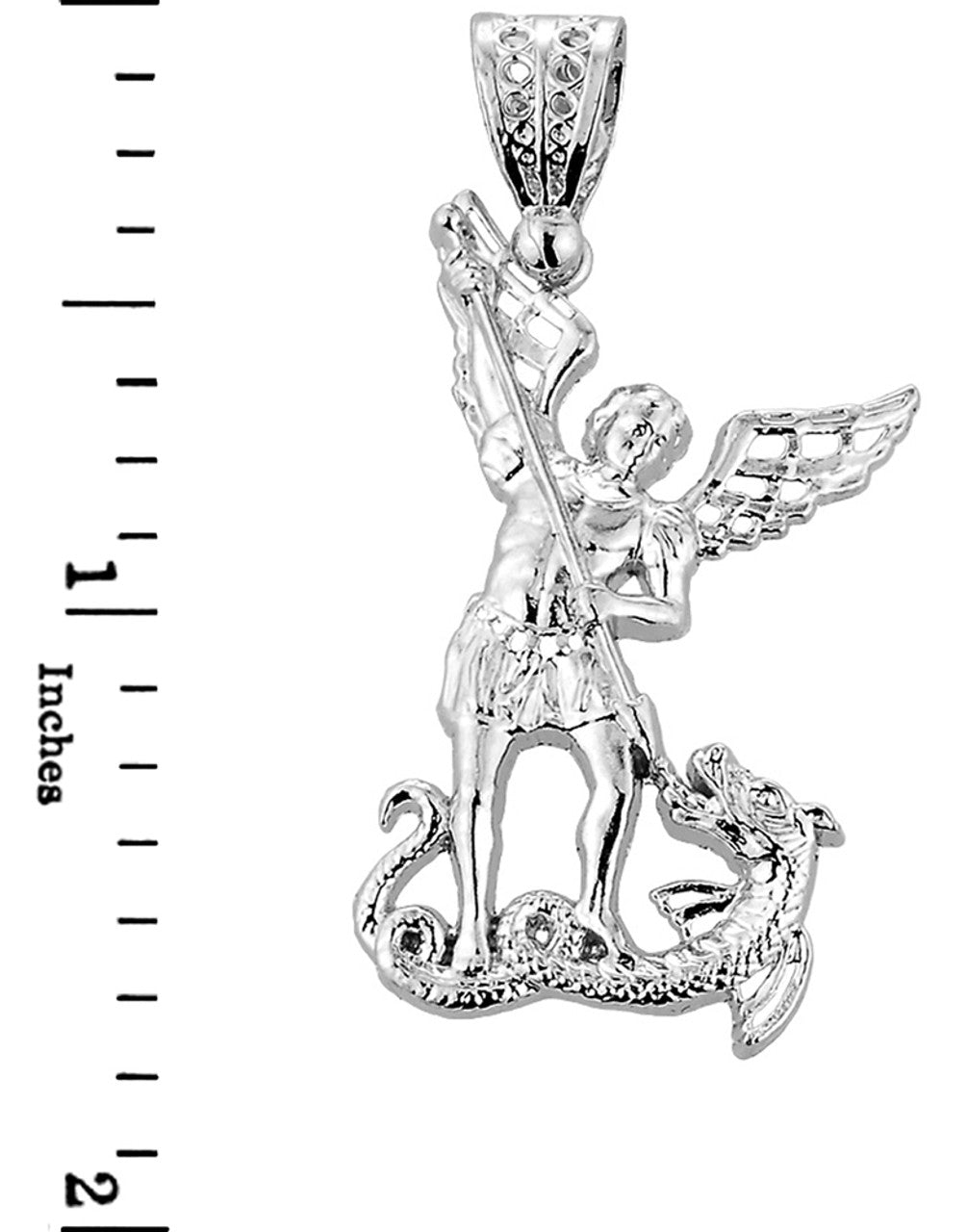 Medium Sterling Silver St. Michael vs Dragon Pendant