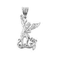 Medium Sterling Silver St. Michael vs Dragon Pendant
