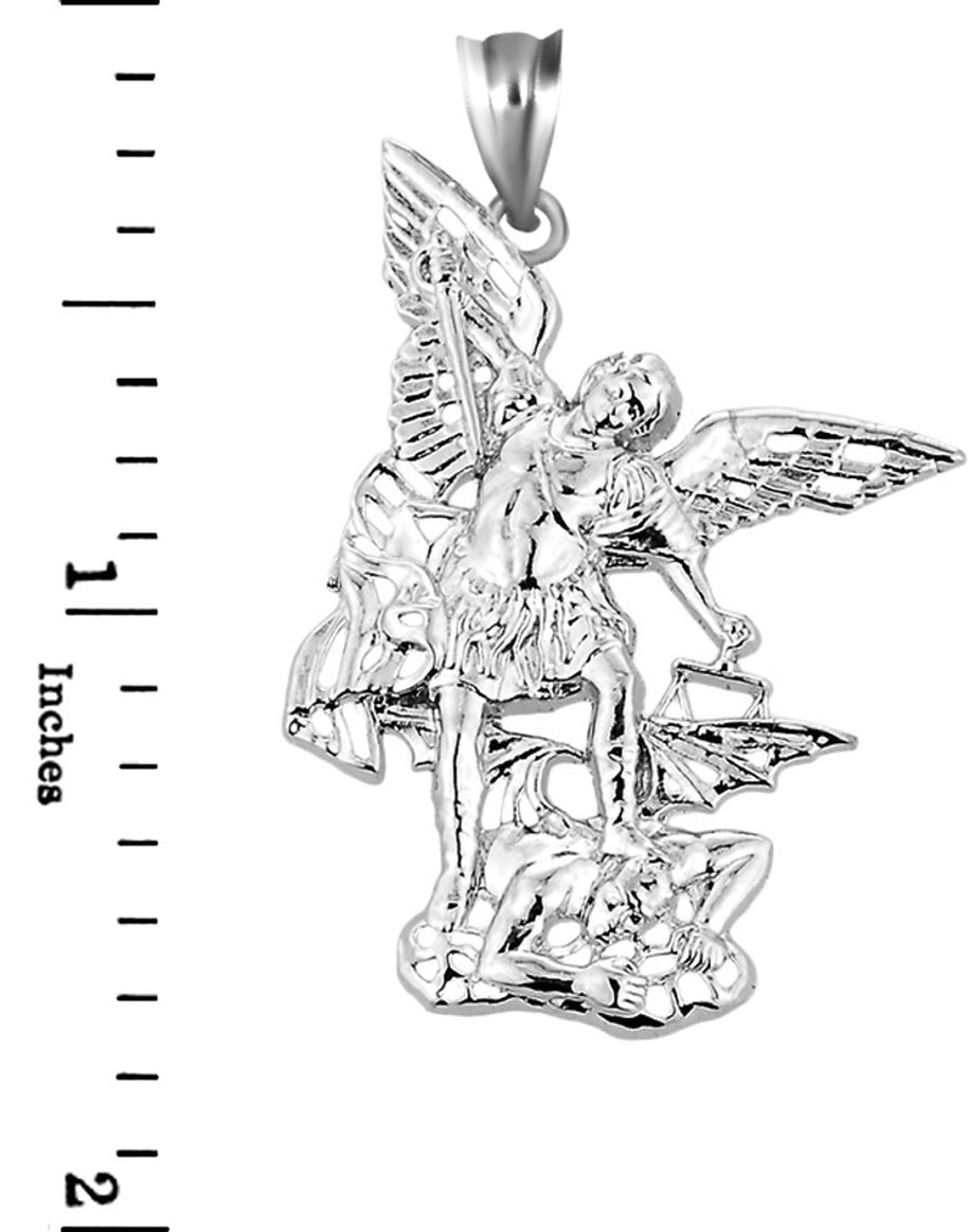 Medium Sterling Silver St. Michael vs Devil Pendant