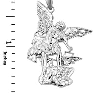 Medium Sterling Silver St. Michael vs Devil Pendant
