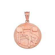 Gold Bench Press Weightlifting Medallion Pendant Necklace(Available in Yellow/Rose/White)