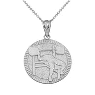 Gold Bench Press Weightlifting Medallion Pendant Necklace(Available in Yellow/Rose/White)