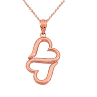 Gold Double Heart Pendant Necklace (Available in Yellow/Rose/White Gold)