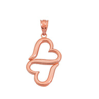 Gold Double Heart Pendant Necklace (Available in Yellow/Rose/White Gold)