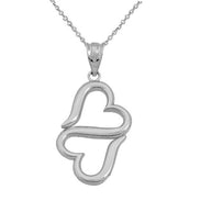 Gold Double Heart Pendant Necklace (Available in Yellow/Rose/White Gold)