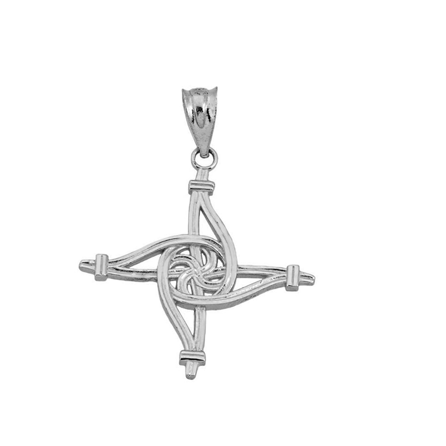 Saint Brigid's Eternity Wall Cross Pendant Necklace In Sterling Silver