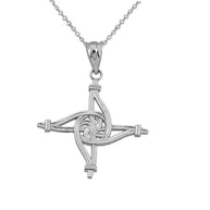 Saint Brigid's Eternity Wall Cross Pendant Necklace In Sterling Silver