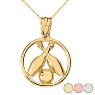 Solid Gold Circle Bowling Pendant Necklace (Available in Yellow/Rose/White Gold)