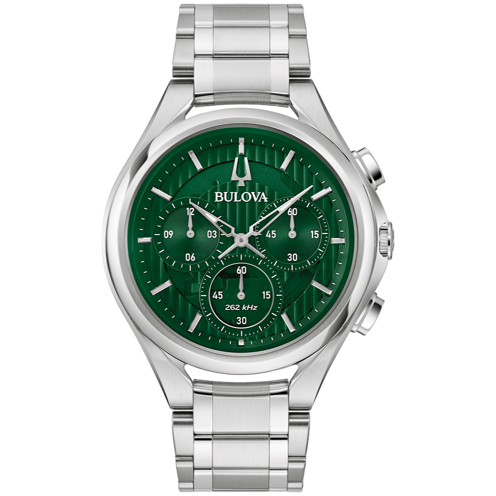 96A297 Bulova Curv Chronograph Quartz Green Dial Men's Watch