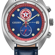 Citizen CA7046-46W Captain America 85th Anniversary Blue Dial Leather Strap Men's Watch