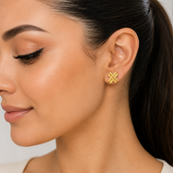 10K Yellow Gold Omega Clip Cross Earrings