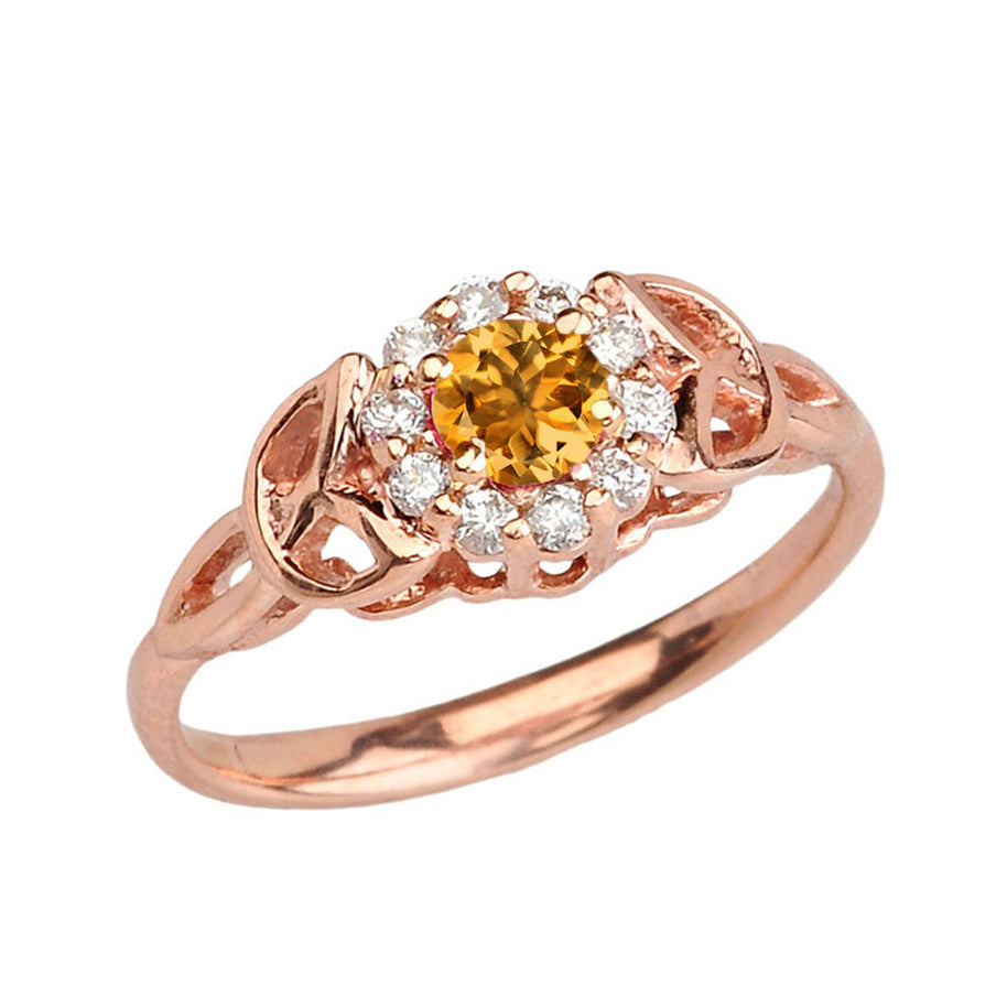 Rose Gold Diamond and Citrine Engagement/Promise Ring