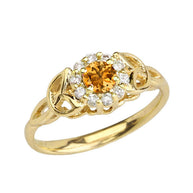 Yellow Gold Diamond and Citrine Engagement/Promise Ring