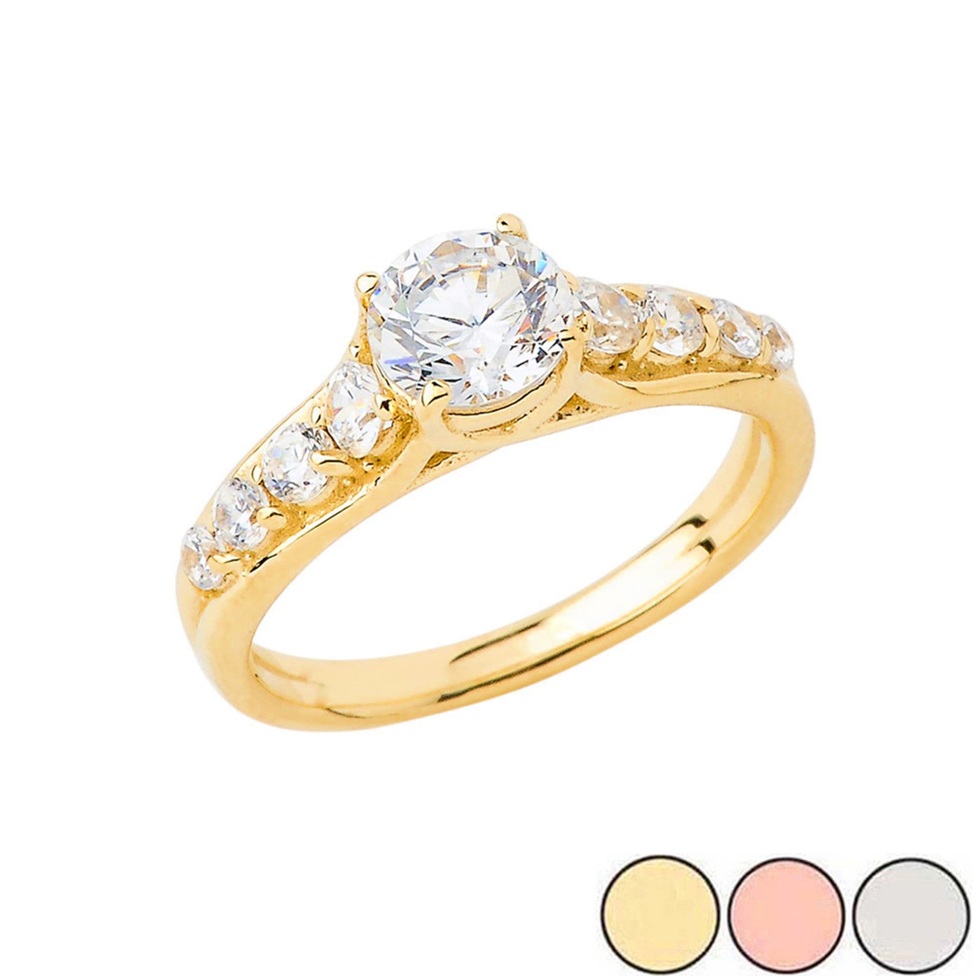 Gold Cubic Zirconia Engagement Ring (Available in Yellow/Rose/White Gold)